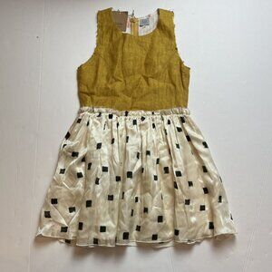 Hilda + Henri Boutique Ochre Mixed Fabric Dress